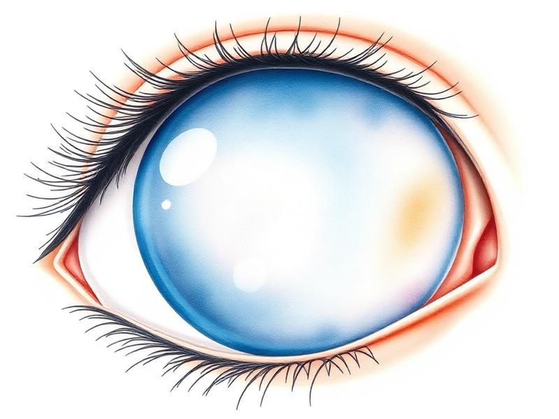 Illustration d'un œil atteint de cataracte montrant l'opacification du cristallin