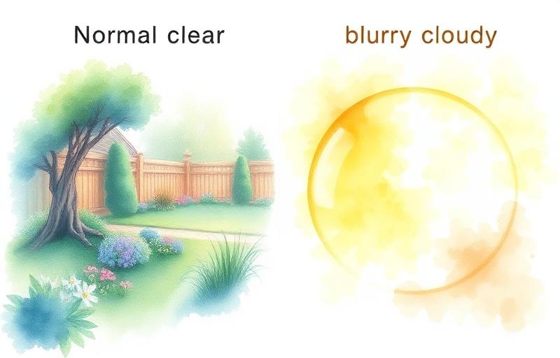 Comparaison entre une vision normale et une vision affectée par la cataracte