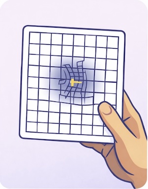 Dessin illustrant la grille d'Amsler, test simple pour détecter la DMLA