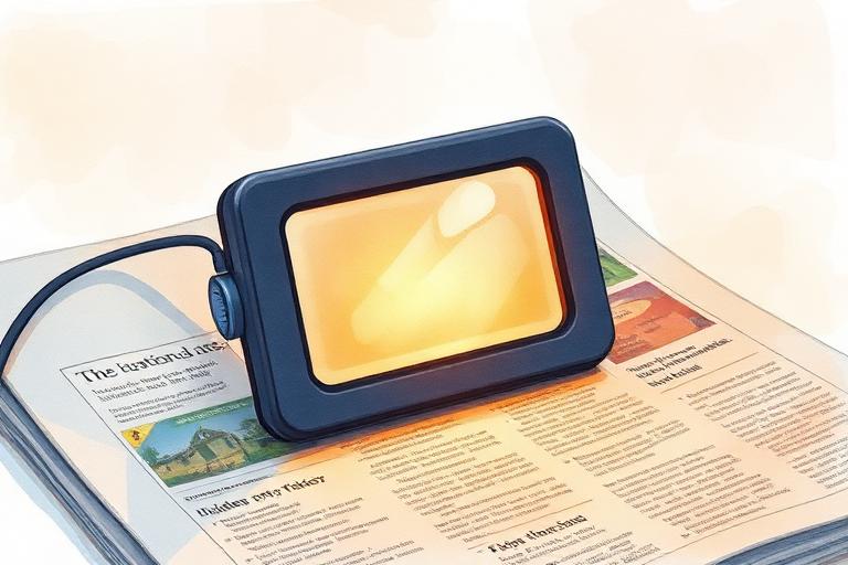 Illustration aquarelle d'une loupe rectangulaire avec éclairage LED intégré