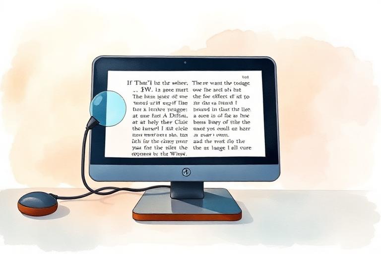 Illustration aquarelle d'une loupe électronique de bureau avec grand écran