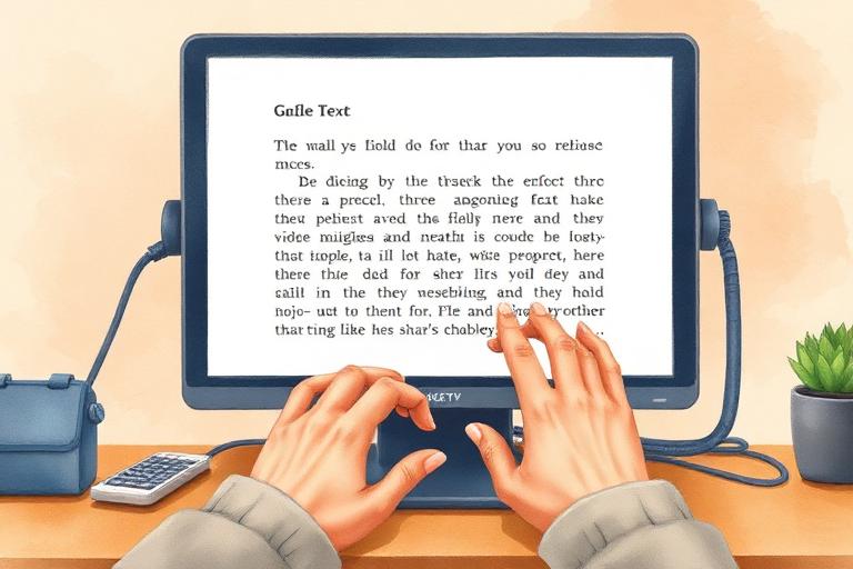 Illustration aquarelle d'un télé-agrandisseur de bureau avec grand écran