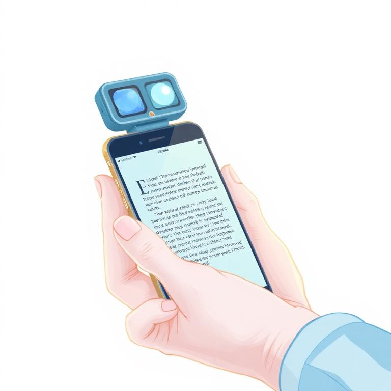 Illustration aquarelle d'une loupe électronique de poche tenue en main