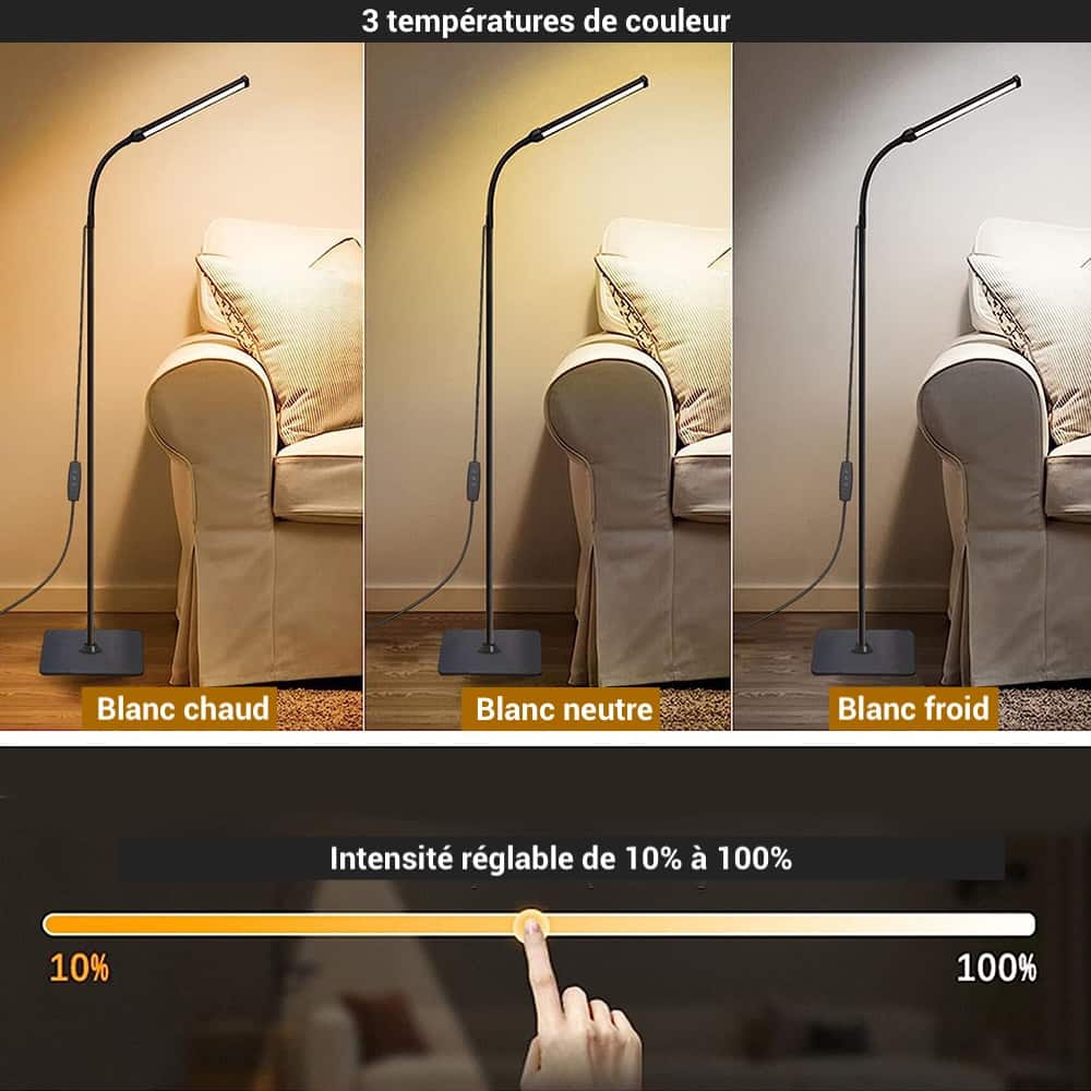 Lampadaire SOLVEIG : 3 températures de couleur et intensité réglable